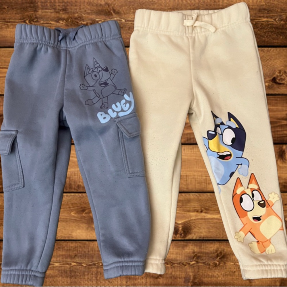 Kids Jogger Pants Set - Blue and Cream